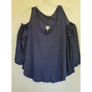 Express Top Blue Cold Shoulder Size SP NWT